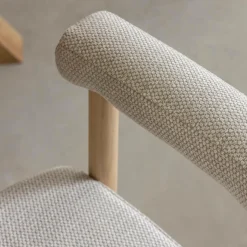 Chaise en bois d'orme et tissu gris Aline (lot de 2)