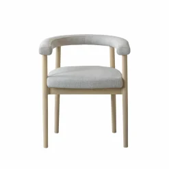 Chaise en bois d'orme et tissu gris Aline (lot de 2)