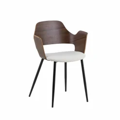 Chaise en bois foncé et tissu écru Florence (lot de 2)