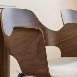 Chaise en bois foncé et tissu écru Florence (lot de 2)