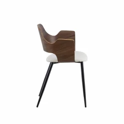 Chaise en bois foncé et tissu écru Florence (lot de 2)