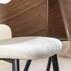 Chaise en bois foncé et tissu écru Florence (lot de 2)