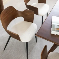 Chaise en bois foncé et tissu écru Florence (lot de 2)