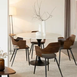 Chaise en bois foncé et velours gris Florence (lot de 2)