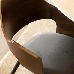 Chaise en bois foncé et velours gris Florence (lot de 2)