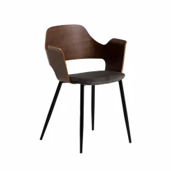 Chaise en bois foncé et velours gris Florence (lot de 2)