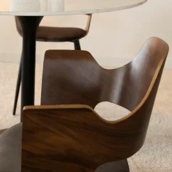 Chaise en bois foncé et velours gris Florence (lot de 2)