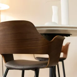 Chaise en bois foncé et velours gris Florence (lot de 2)