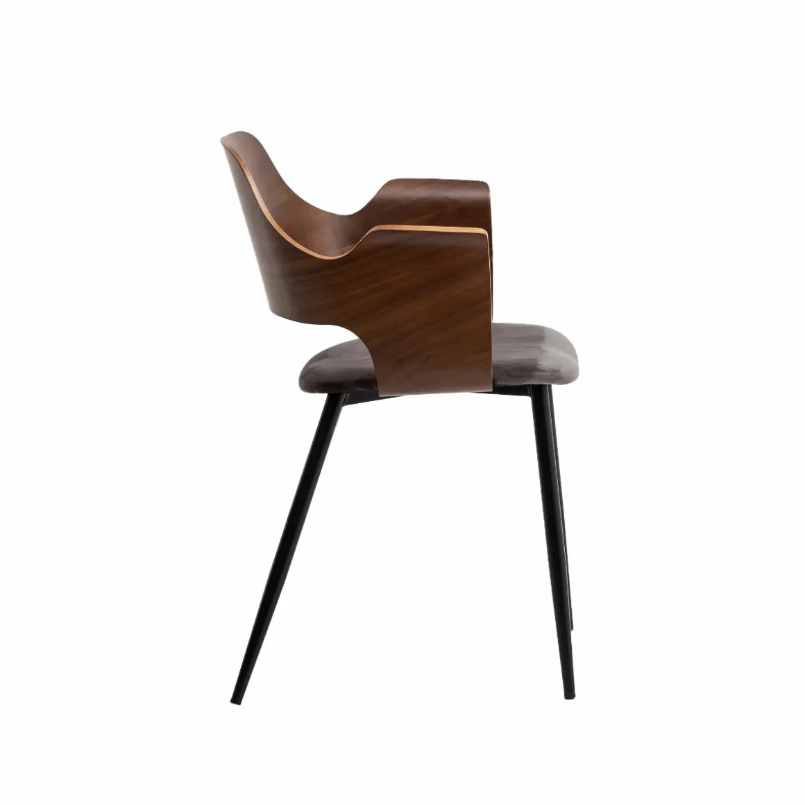 Chaise en bois foncé et velours gris Florence (lot de 2)