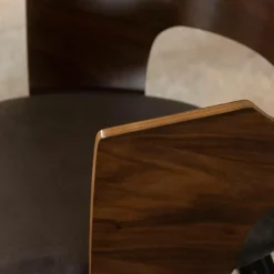 Chaise en bois foncé et velours gris Florence (lot de 2)