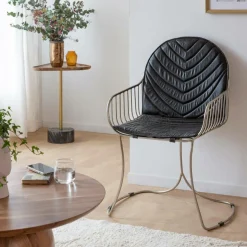 Chaise en cuir et métal noir Heidi