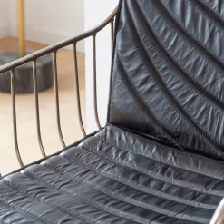 Chaise en cuir et métal noir Heidi