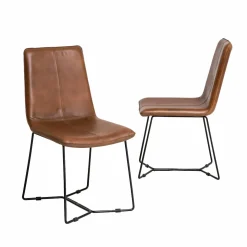 Chaise en cuir marron clair Lilou (lot de 2)