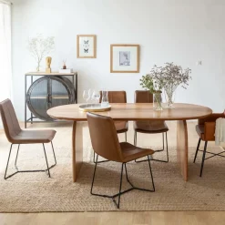 Chaise en cuir marron clair Lilou (lot de 2)