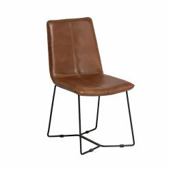 Chaise en cuir marron clair Lilou (lot de 2)