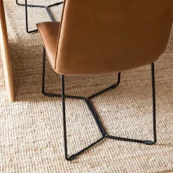 Chaise en cuir marron clair Lilou (lot de 2)