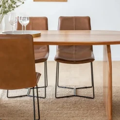 Chaise en cuir marron clair Lilou (lot de 2)