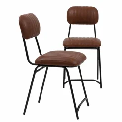Chaise en cuir marron Dinner (lot de 2)