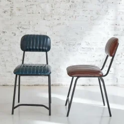 Chaise en cuir marron Dinner (lot de 2)