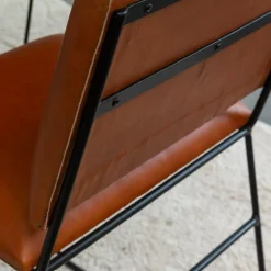 Chaise en cuir marron et métal noir Arthur (lot de 2)