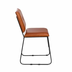 Chaise en cuir marron et métal noir Arthur (lot de 2)