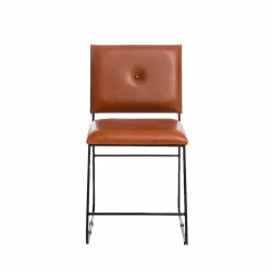 Chaise en cuir marron et métal noir Arthur (lot de 2)