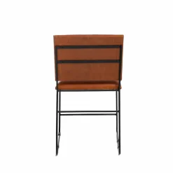 Chaise en cuir marron et métal noir Arthur (lot de 2)