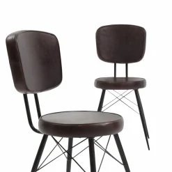 Chaise en cuir marron foncé Pharell (lot de 2)