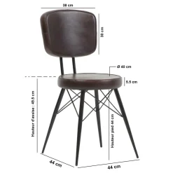 Chaise en cuir marron foncé Pharell (lot de 2)