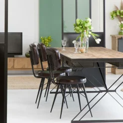 Chaise en cuir marron foncé Pharell (lot de 2)