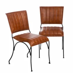 Chaise en cuir marron Nuria (lot de 2)