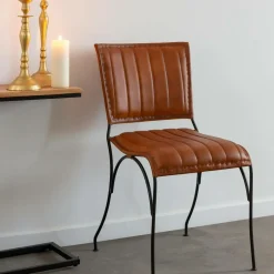 Chaise en cuir marron Nuria (lot de 2)