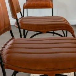 Chaise en cuir marron Nuria (lot de 2)