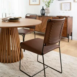 Chaise en cuir marron Valéria (lot de 2)