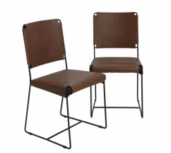 Chaise en cuir marron Valéria (lot de 2)