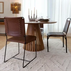 Chaise en cuir marron Valéria (lot de 2)