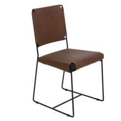 Chaise en cuir marron Valéria (lot de 2)