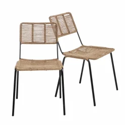 Chaise en métal et corde beige Emilia (lot de 2)