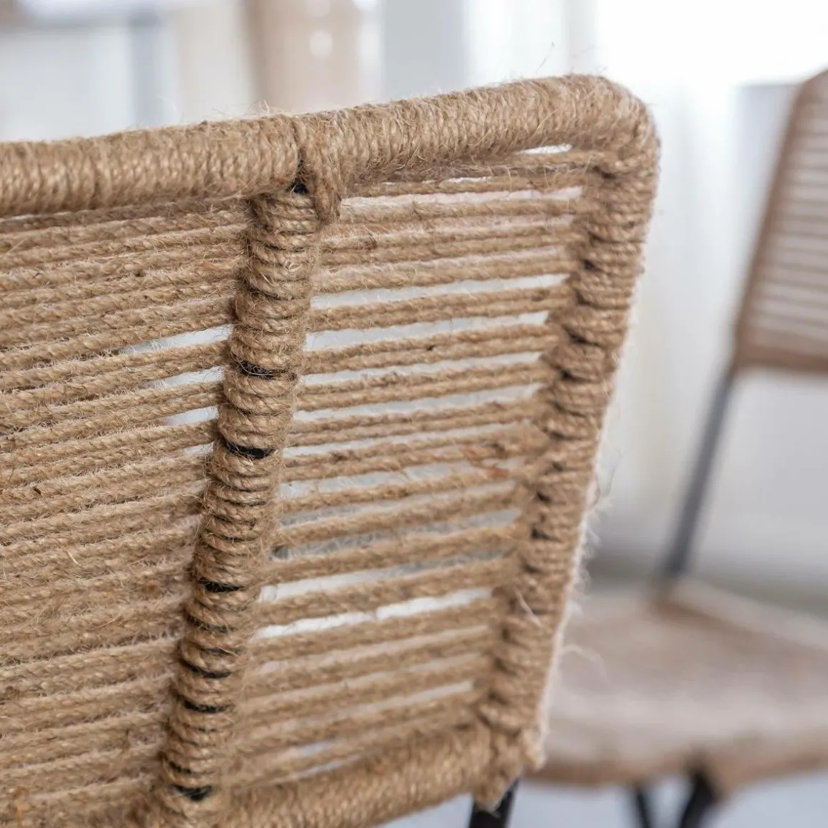 Chaise en métal et corde beige Emilia (lot de 2)