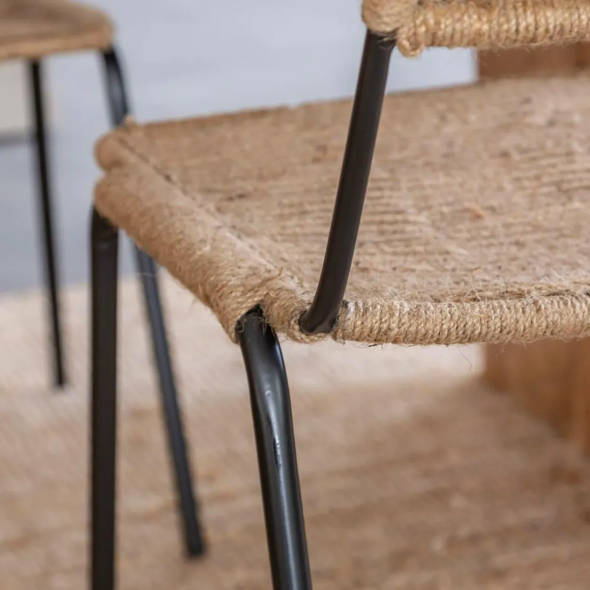 Chaise en métal et corde beige Emilia (lot de 2)