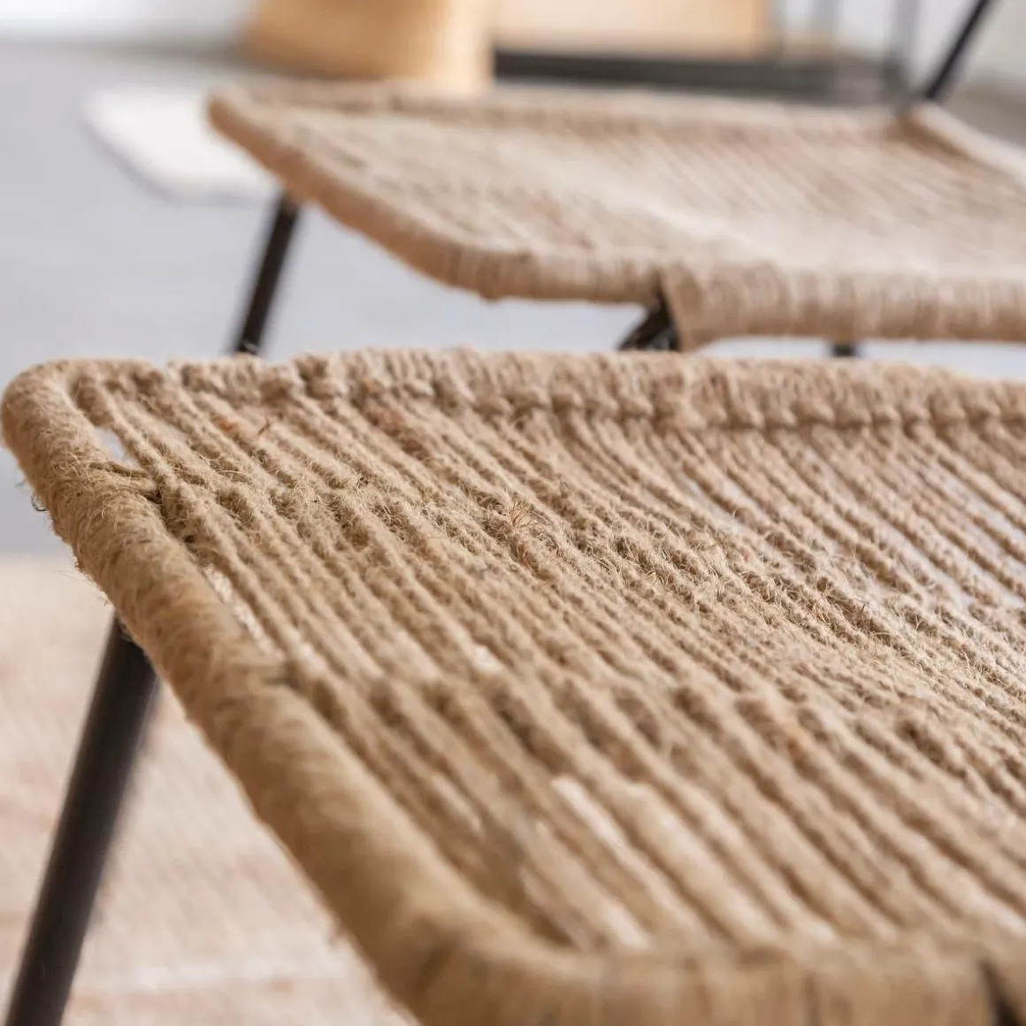 Chaise en métal et corde beige Emilia (lot de 2)