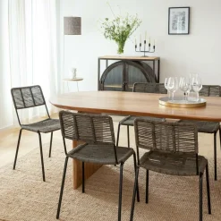 Chaise en métal et corde grise Emilia (lot de 2)