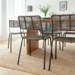 Chaise en métal et corde grise Emilia (lot de 2)