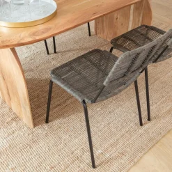 Chaise en métal et corde grise Emilia (lot de 2)