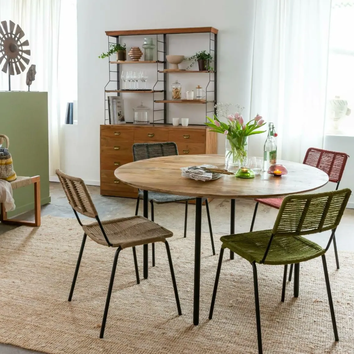 Chaise en métal et corde grise Emilia (lot de 2)