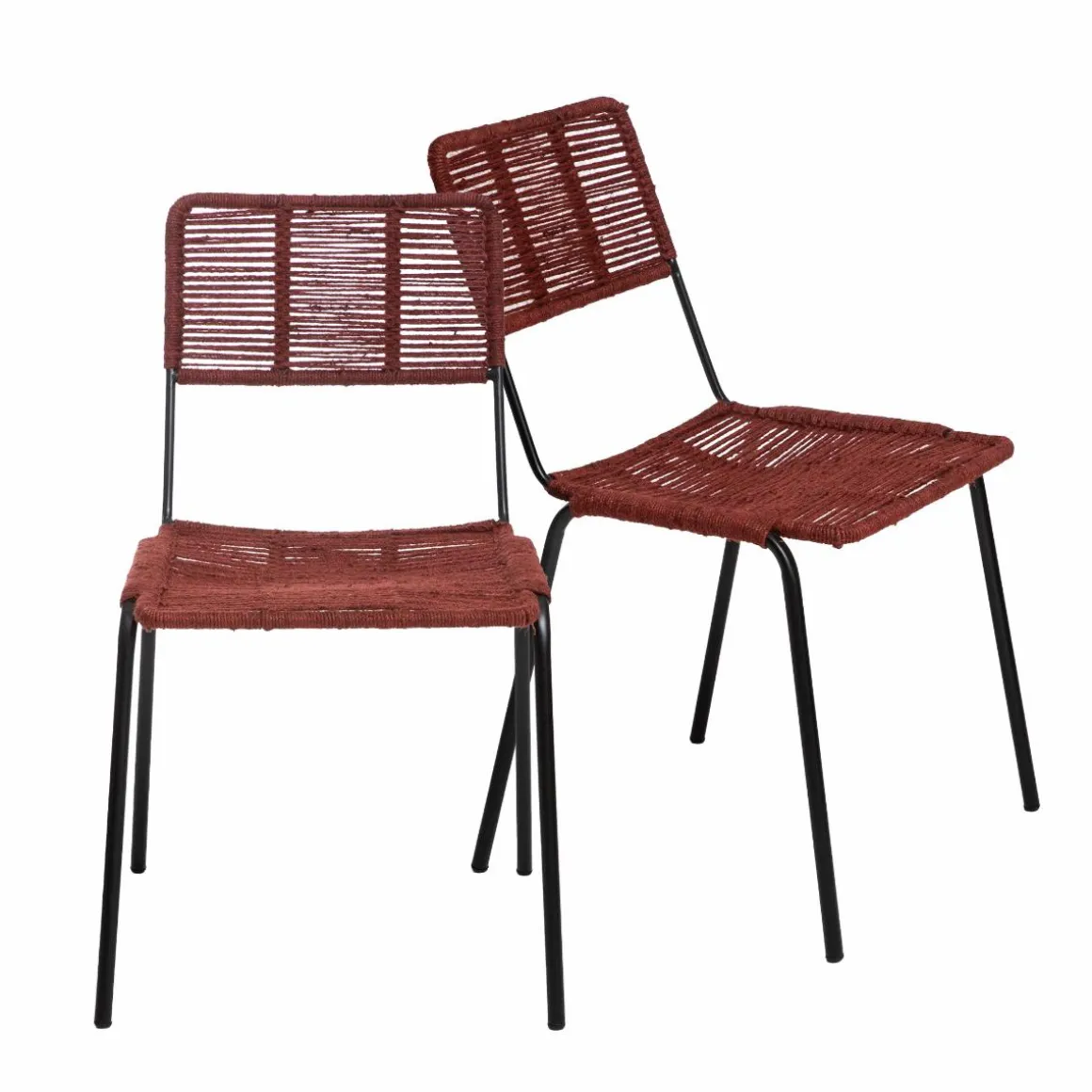 Chaise en métal et corde rouge Emilia (lot de 2)