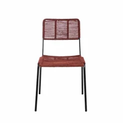 Chaise en métal et corde rouge Emilia (lot de 2)