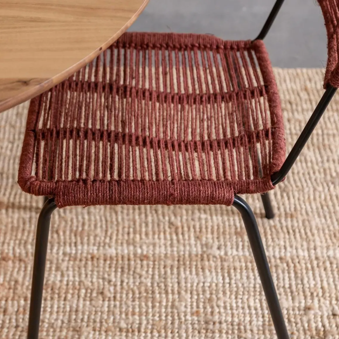 Chaise en métal et corde rouge Emilia (lot de 2)