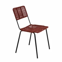 Chaise en métal et corde rouge Emilia (lot de 2)