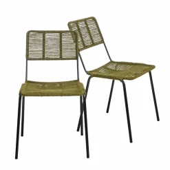 Chaise en métal et corde verte Emilia (lot de 2)